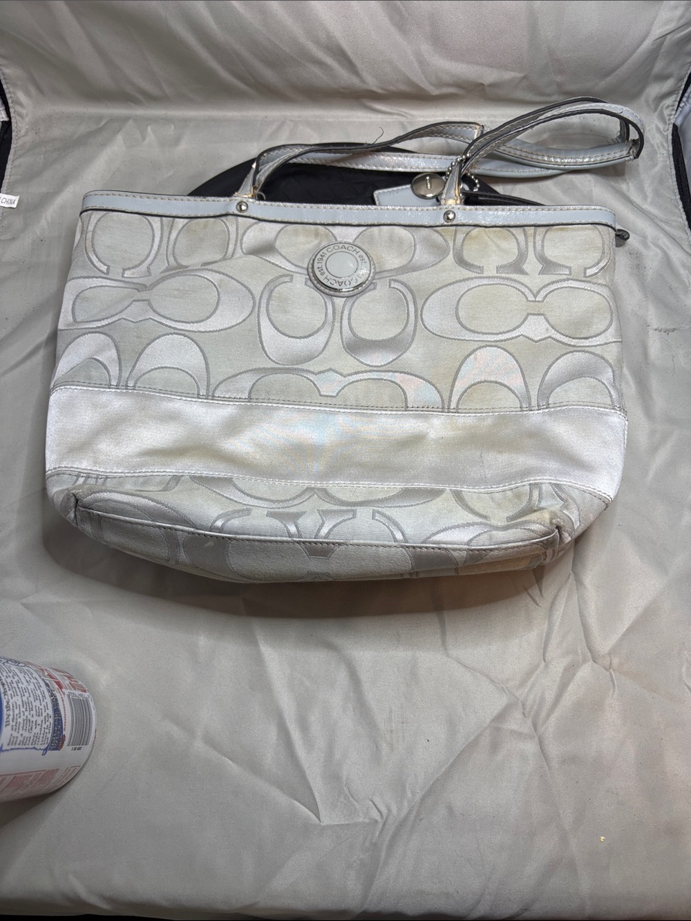 Coach Light Gray Signature Shoulder Tote